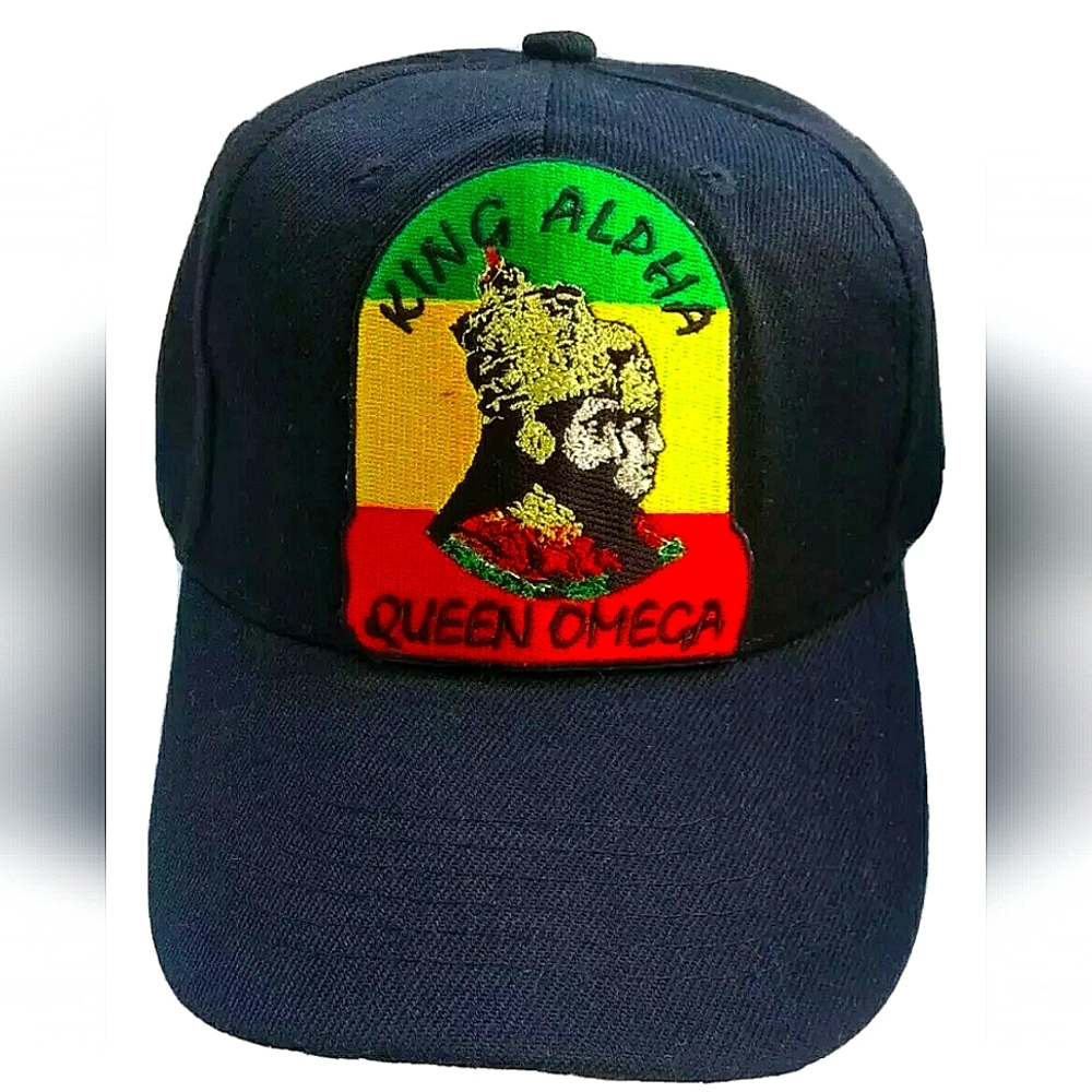 H.I.M RASTAFARI King Alpha & Queen Omega Baseball Cap Hat! Ethiopia Kush Africa